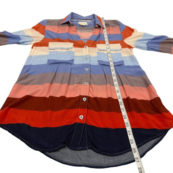 Anthropologie Maeve Wynwood Striped Buttondown Blouse Size 4 - Picture 8 of 8